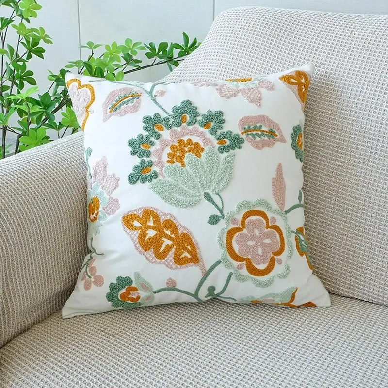 Cute Throw Pillow Cover For Sofa With Nordic Flower Design