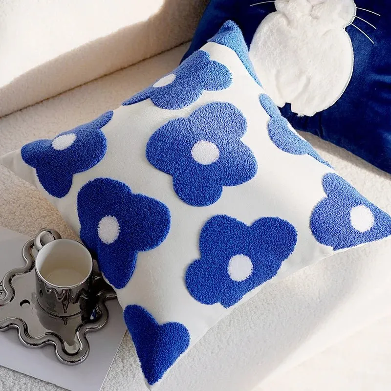 Cute Throw Pillow Cover For Sofa With Nordic Flower Design