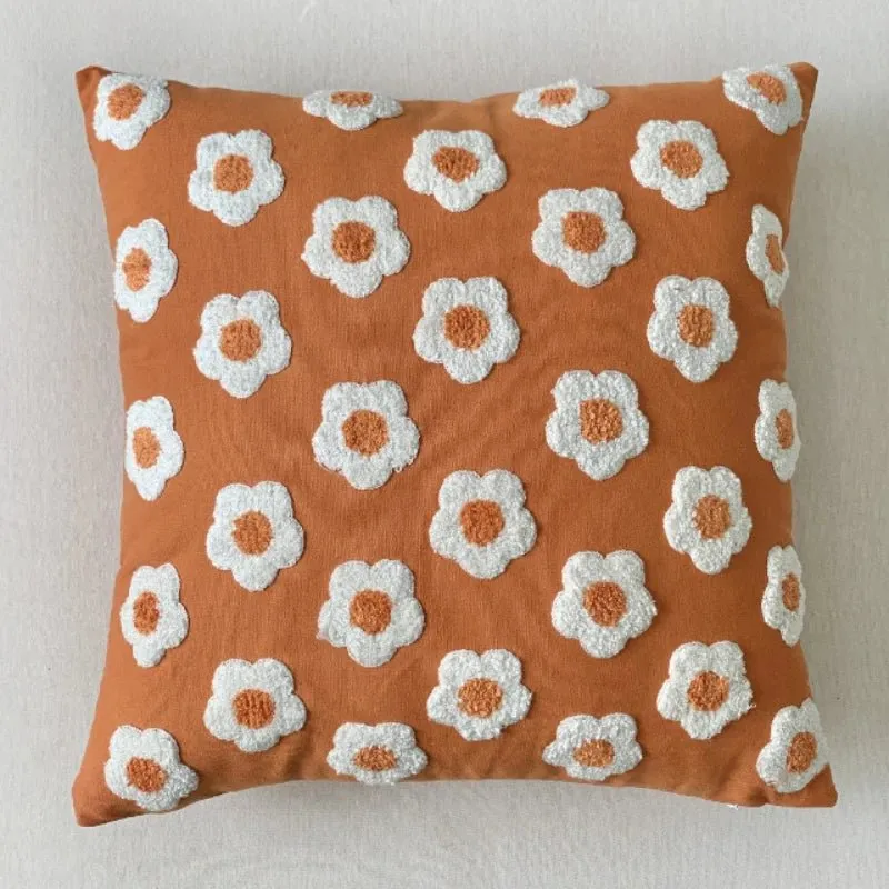 Cute Throw Pillow Cover For Sofa With Nordic Flower Design