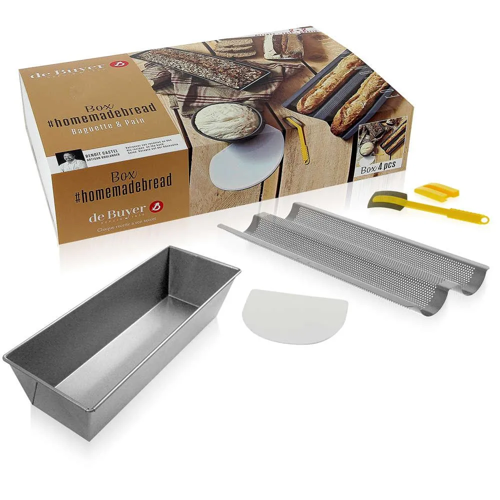 de Buyer 4-Pcs Steel Home Baking Baguette & Bread Box