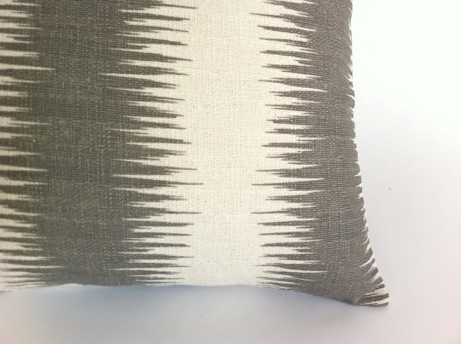 Decorative Throw Zipper Pillow Cover Gray and Cream Ikat Print 20x20 Inch Pillow Stripes