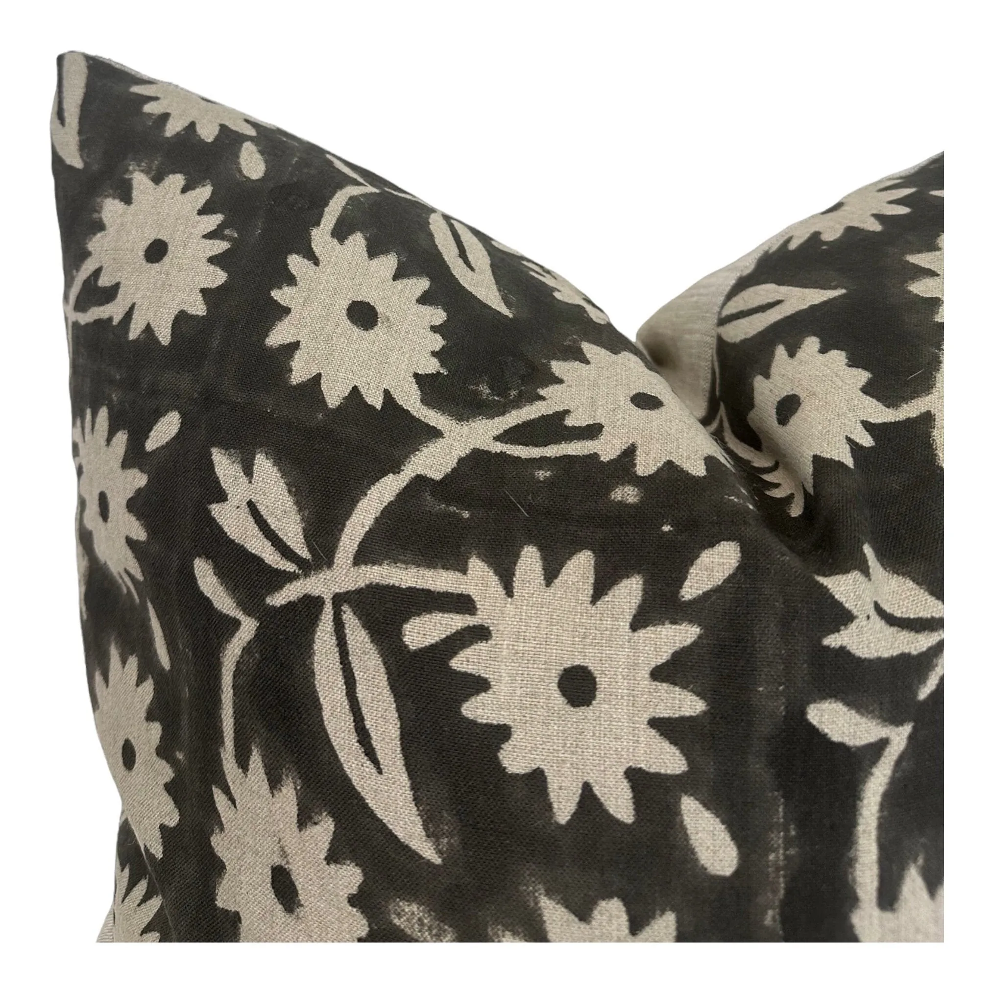 Designer "Blaine" Block Print Floral Pillow Cover