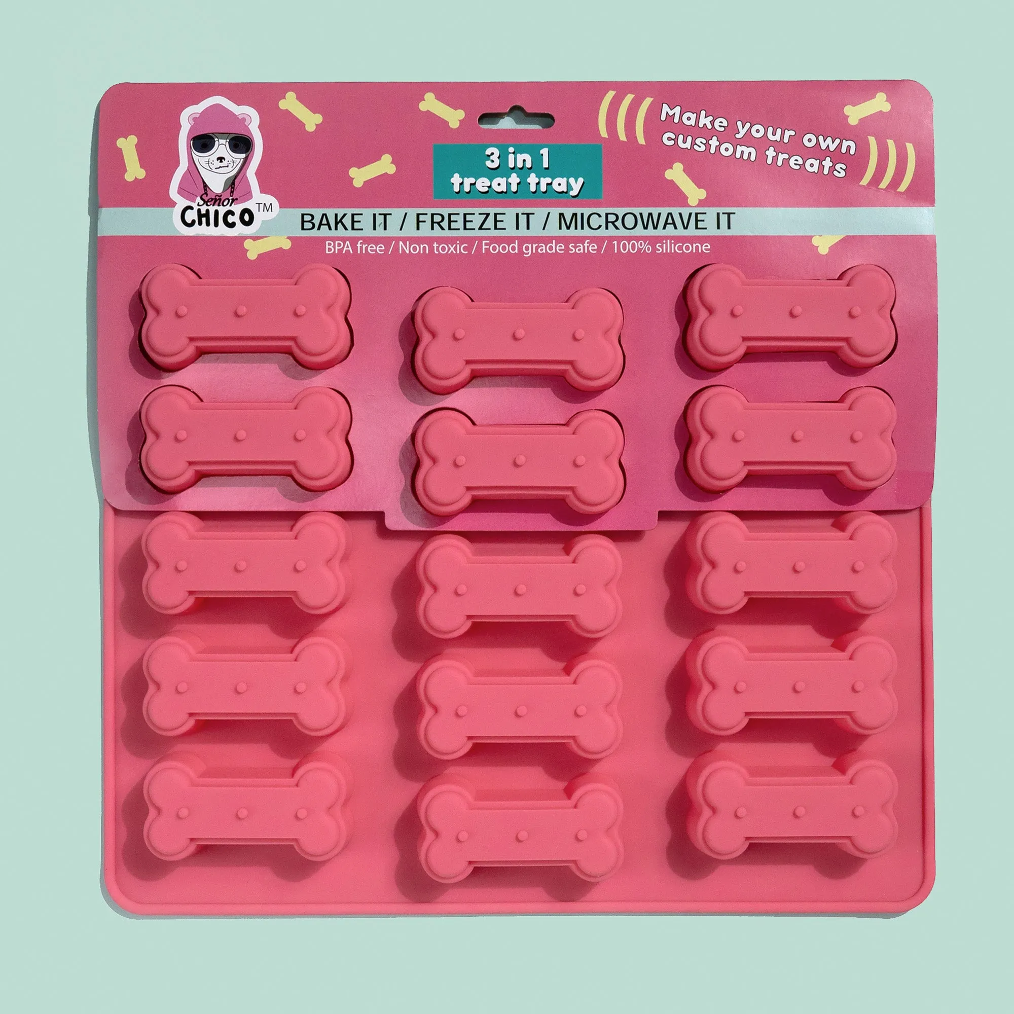 Dog Bone 3 in 1 Silicone Baking Treat Tray