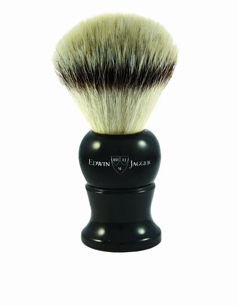 Edwin Jagger - 5EJ286SYNST English Shaving Brush, Imitation Ebony with Synthetic Silver Tip Fiber, Extra Large