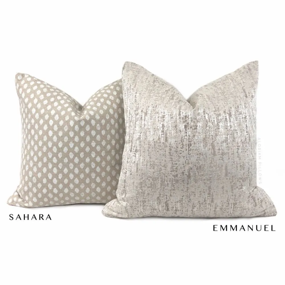 Emmanuel Pearl Ecru Modern Texture Pillow Cover