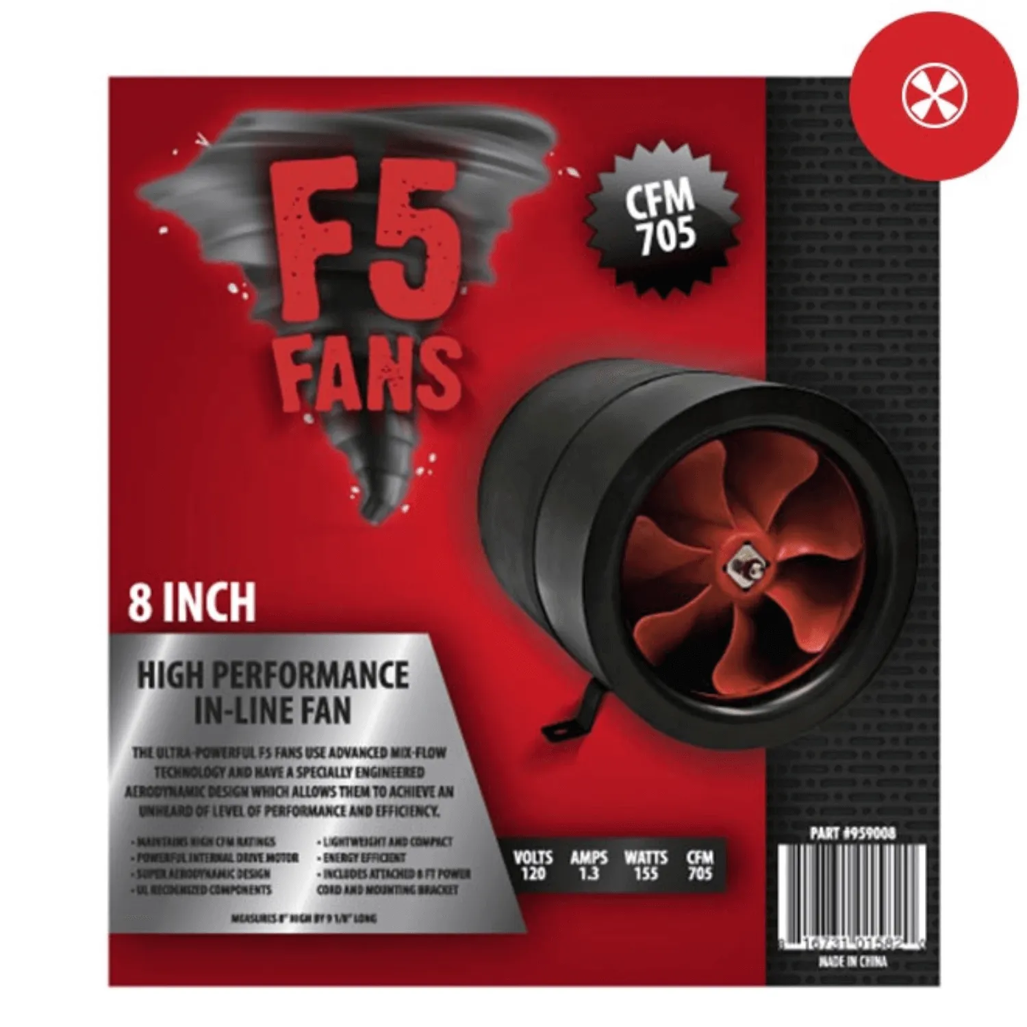 F5 Fans 8" Inline Duct Fan