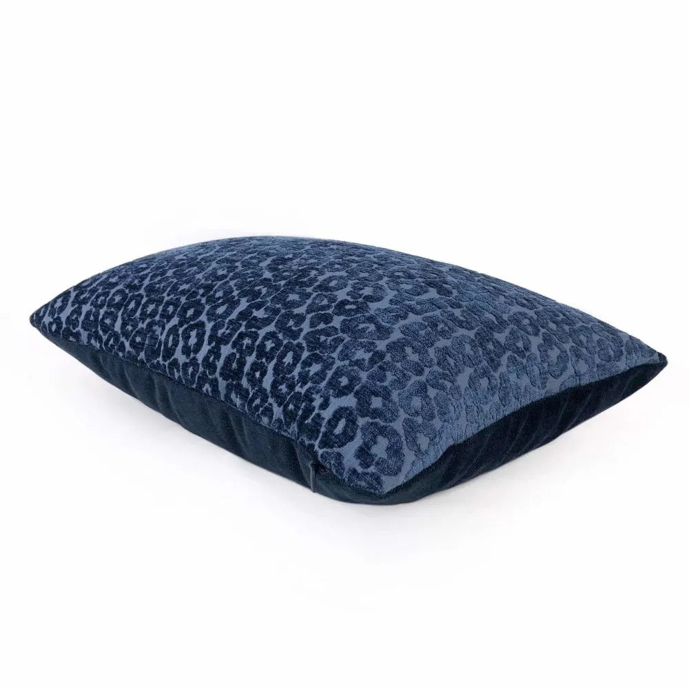 Fabricut Kiribati Twilight Navy Blue Leopard Spot Chenille Pillow Cover