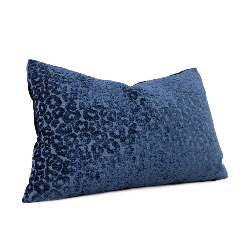 Fabricut Kiribati Twilight Navy Blue Leopard Spot Chenille Pillow Cover