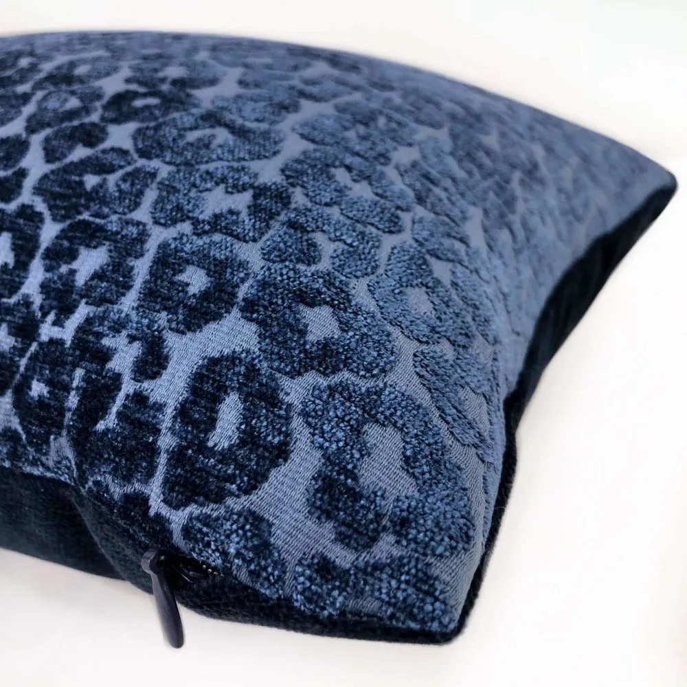 Fabricut Kiribati Twilight Navy Blue Leopard Spot Chenille Pillow Cover