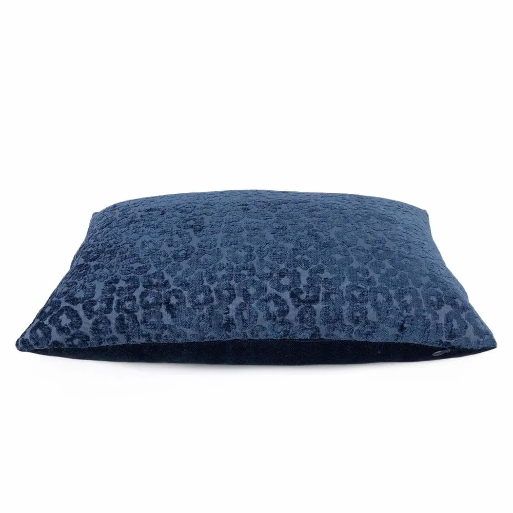 Fabricut Kiribati Twilight Navy Blue Leopard Spot Chenille Pillow Cover