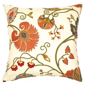 Floral Embroidered Throw Pillow Cover 22x22