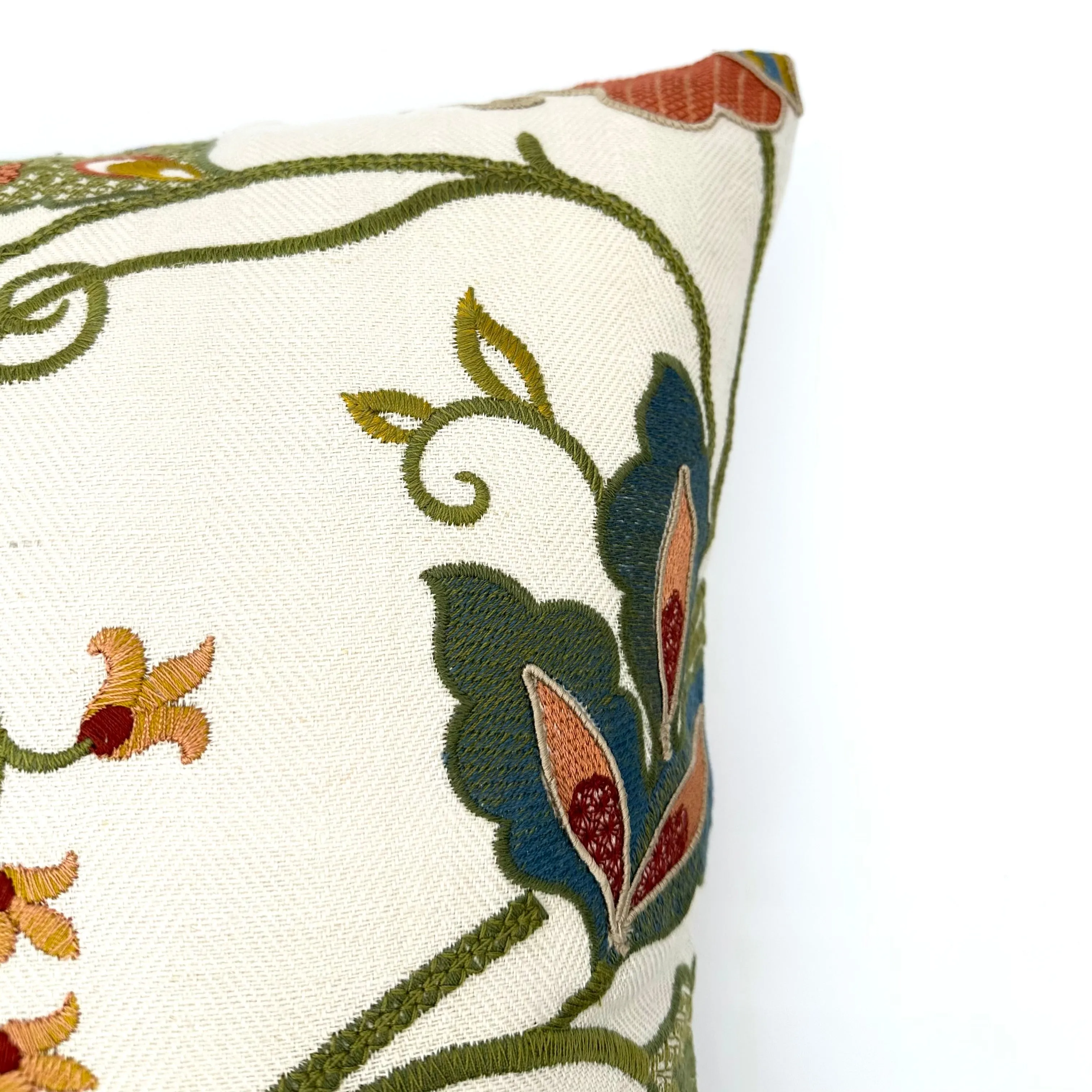 Floral Embroidered Throw Pillow Cover 22x22