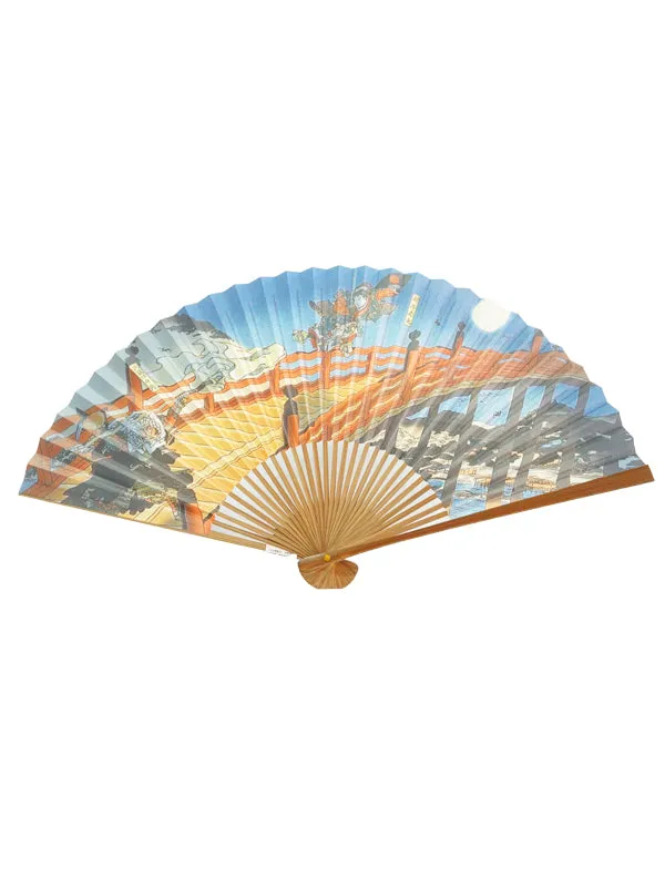 Folding Fan. made in Kyoto, Japan. Japanese Hand Fan. "Japaneses Traditional Art 『Ushiwaka Benkei』"