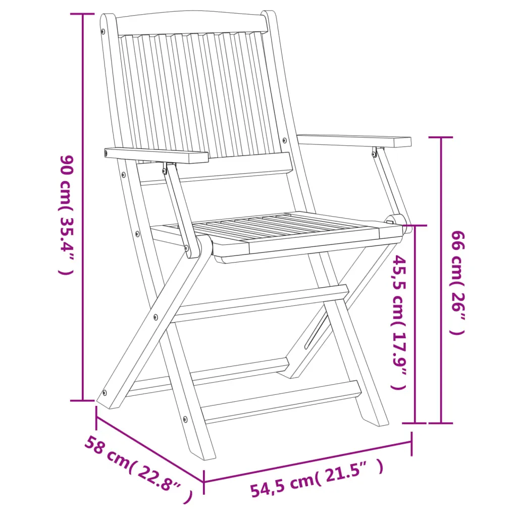 Folding Garden Chairs 8 pcs 54.5x58x90 cm Solid Wood Acacia