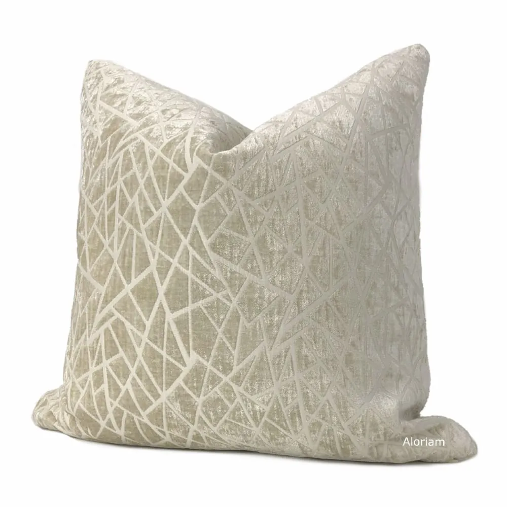 Fractal Cream Modern Geometric Chenille Pillow Cover