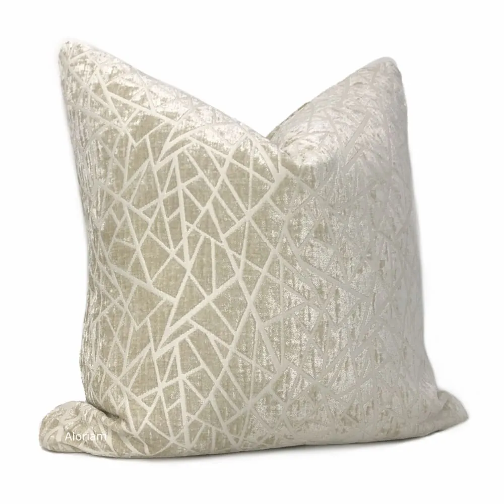 Fractal Cream Modern Geometric Chenille Pillow Cover