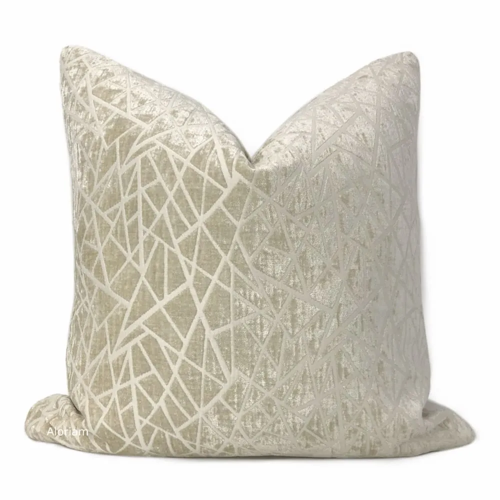 Fractal Cream Modern Geometric Chenille Pillow Cover