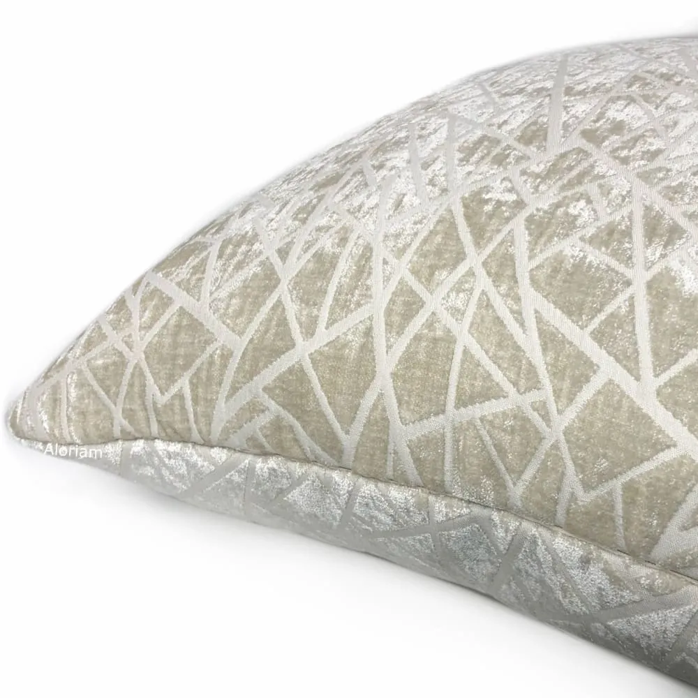 Fractal Cream Modern Geometric Chenille Pillow Cover