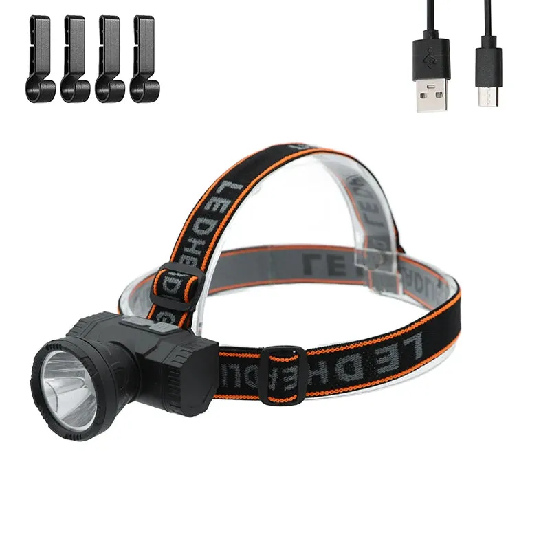 Front LED Head Powerful Spotlight Flashlight Headlamp Waterproof Rechargeable Headlight Small Battery Lamp Outdoor Camping Light