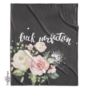 Fuck Perfection Pastel Watercolor Rose Decorative Throw and Pillow Cover Set