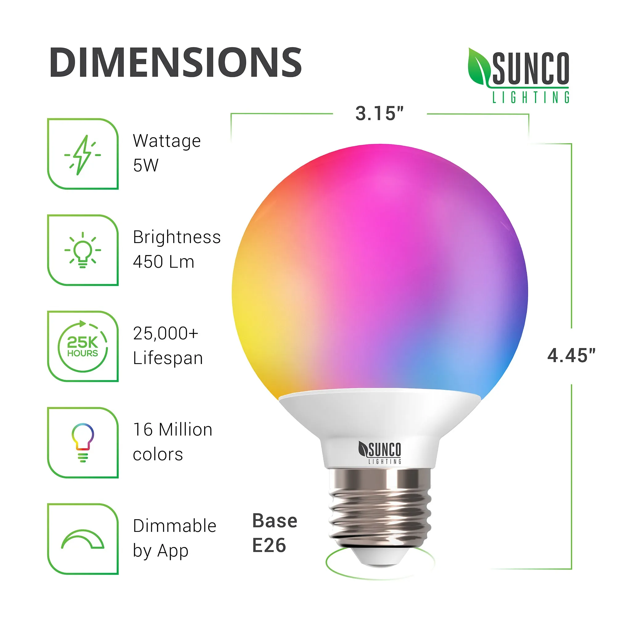 G25 LED Smart Bulb, WiFi, 450 Lumens