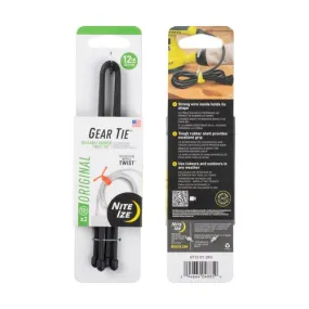 Gear Tie Reusable Rubber Twist Tie 2 Pk - Black 12 In