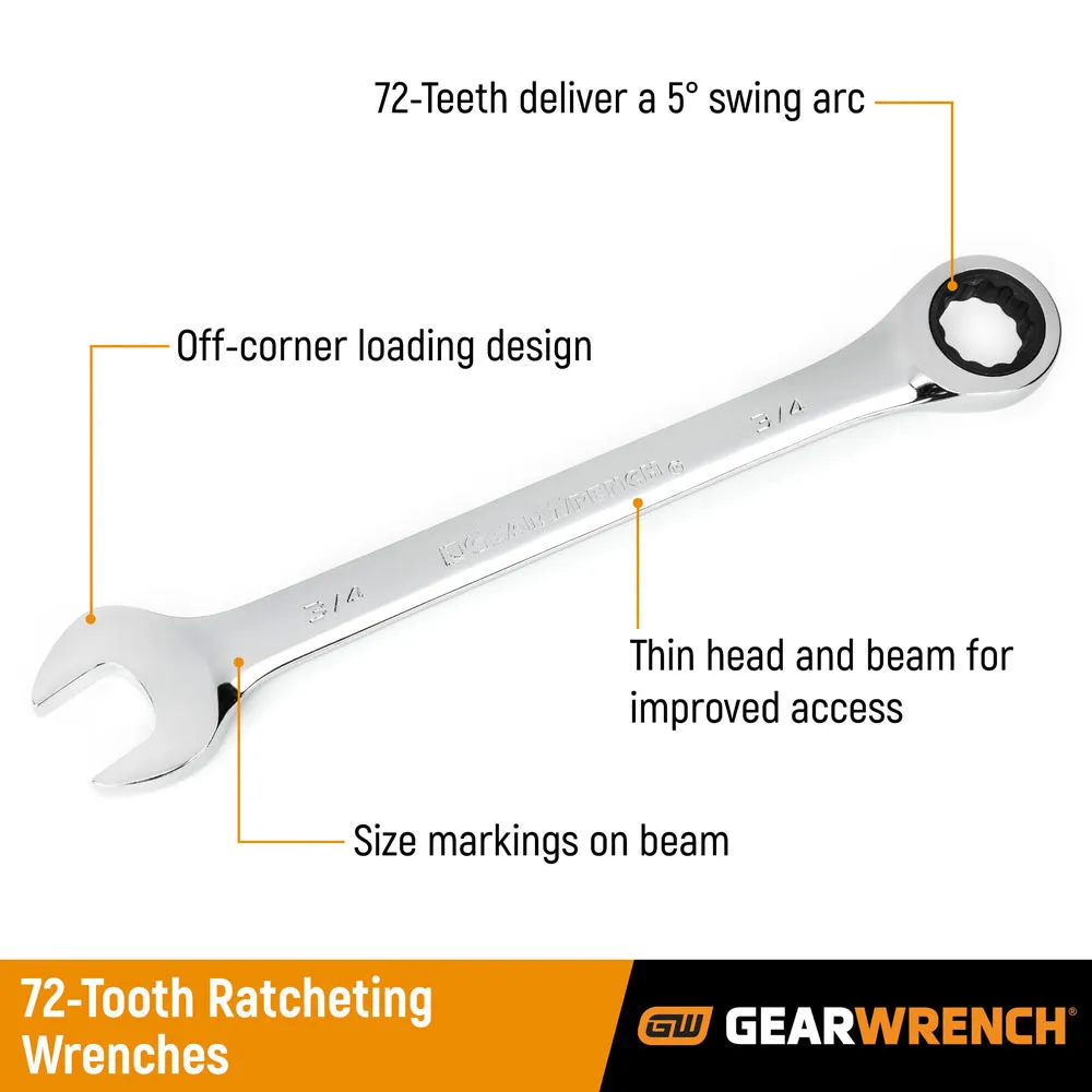 GearWrench 9412 12 Pc. 72-Tooth 12 Point Ratcheting Combination Metric Wrench Set