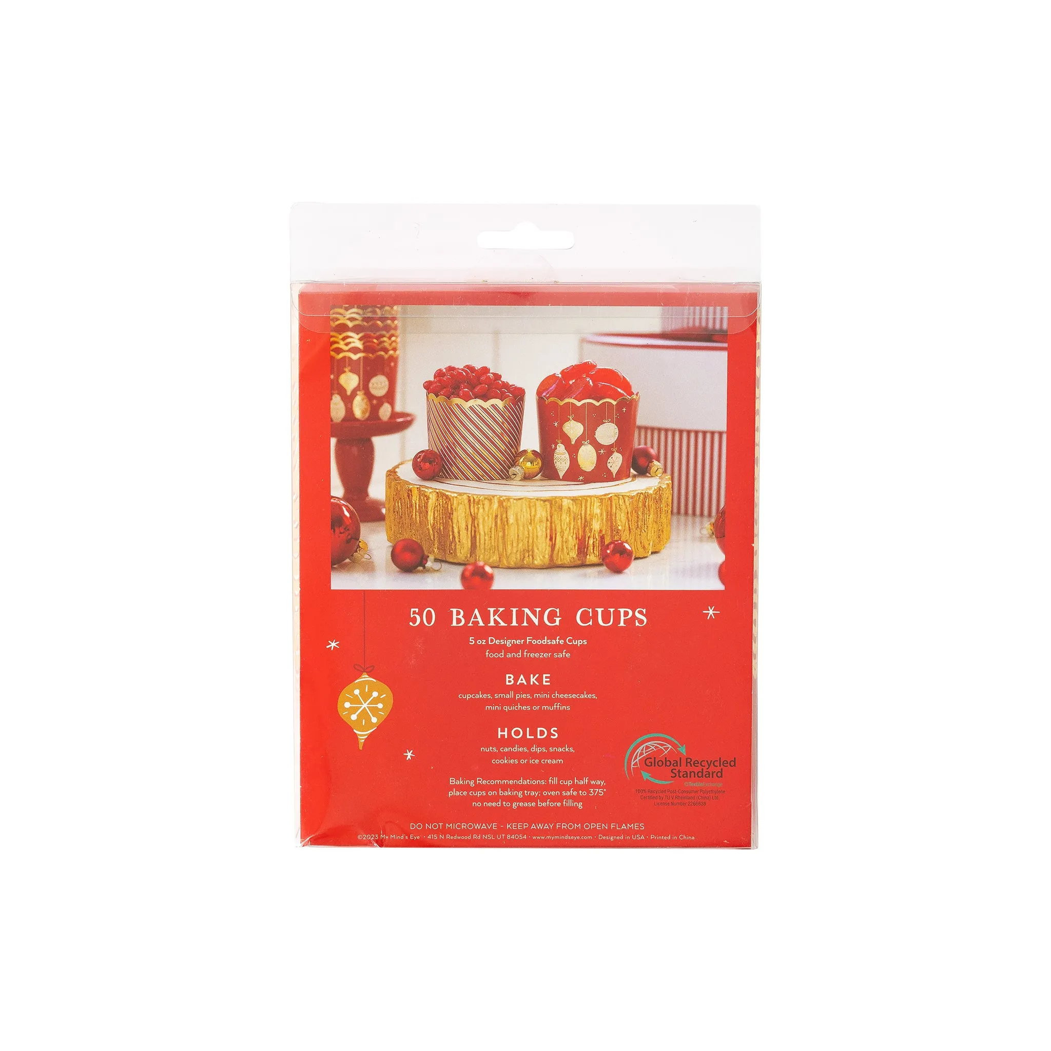 Gold Foil Red Ornaments Baking Cups (50 pcs)