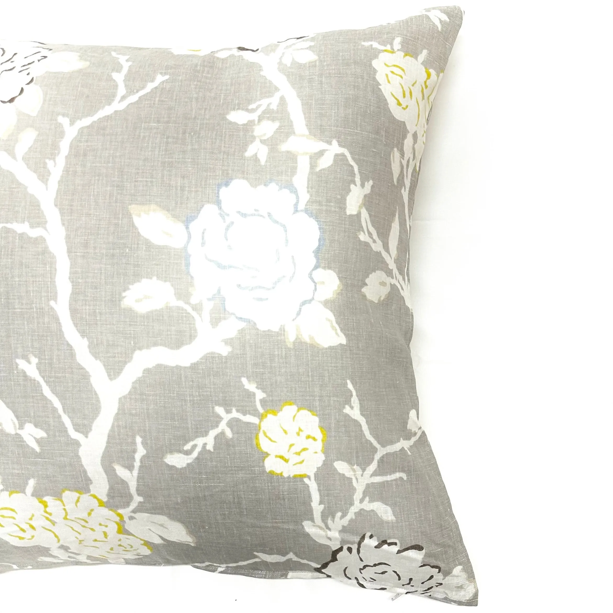 Gray Traditional Floral Throw Pillow Cover 24x24