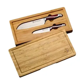 Hammer Stahl 2-Piece Santoku Set with Bamboo Case