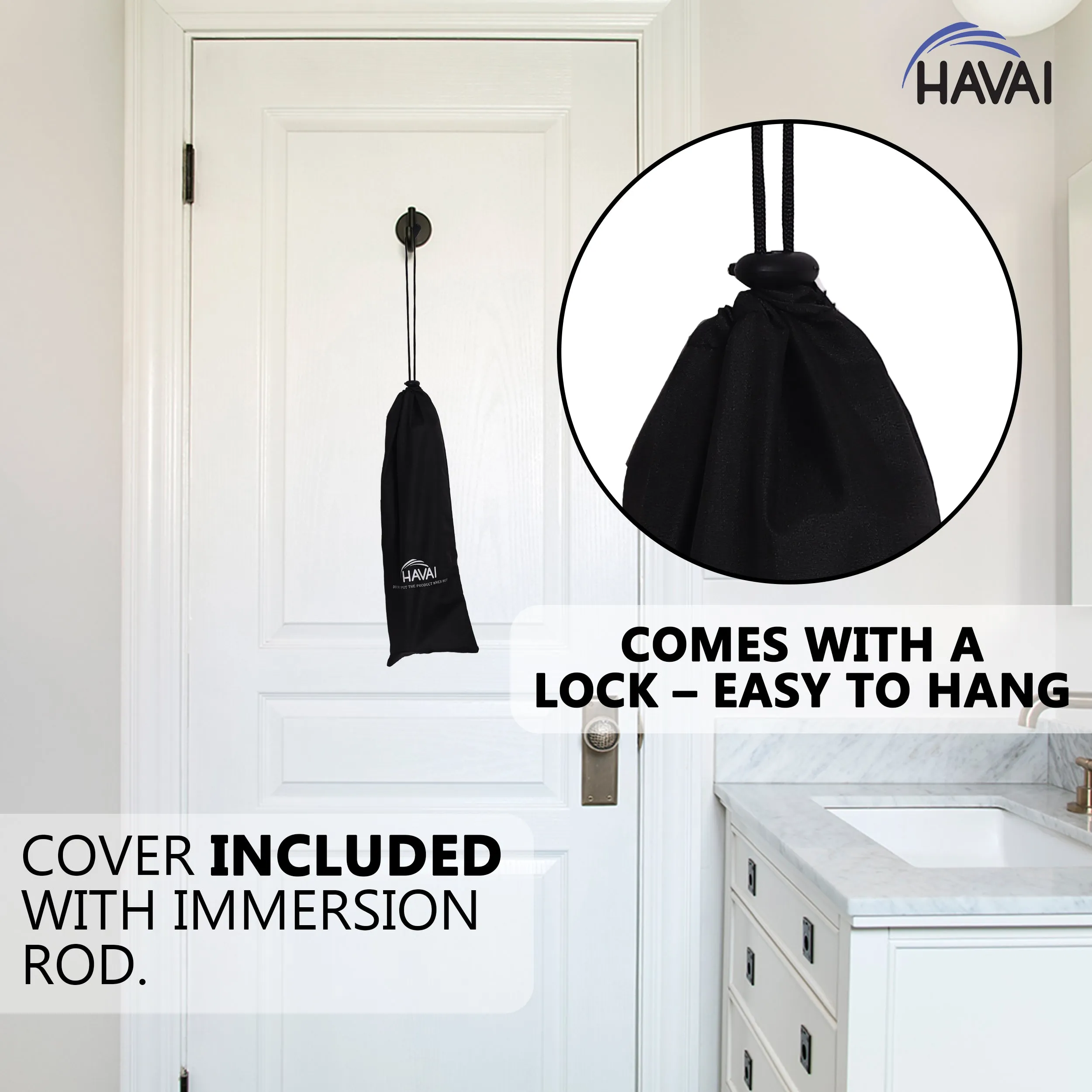 HAVAI Immersion Rod with Cover - Metal, Grey and White, 1500 W