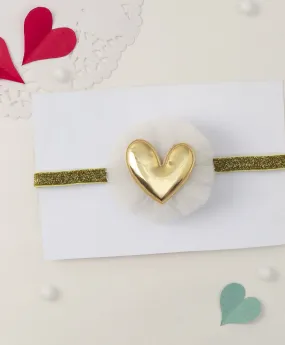 Heart Applique Headband - Golden