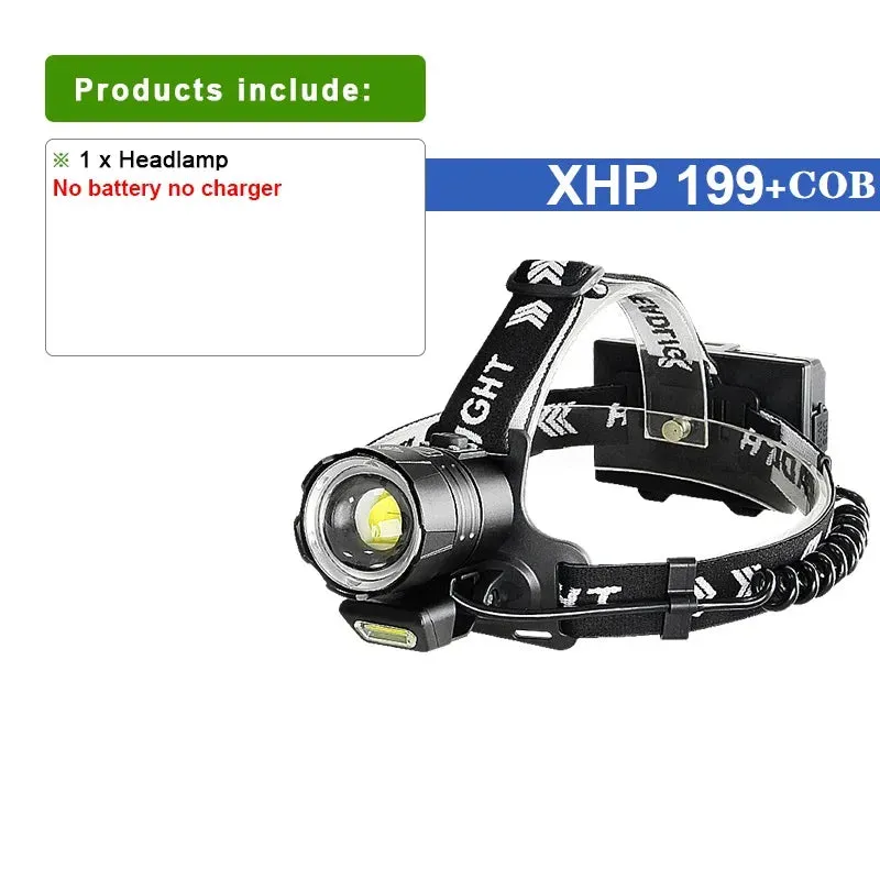 High Lumens XHP199 Powerful Led Headlamp XHP160 USB Rechargeable Headlight 18650 Head Flashlight Fishing Camping Head Lamp