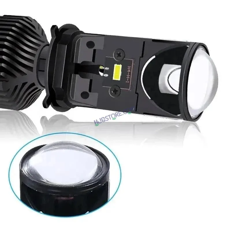 HJG Y6 Projector Lens Set of 2 H4 LED Bulb 100W Car HJG Y6 Projector Light Lamp H4 LED Mini Projector Lens with Fan for Bike Bulb 7000LM Conversion Kit Hi/Lo Beam Headlight 12V/24V for Motorcycle, Set of 2, Car, White