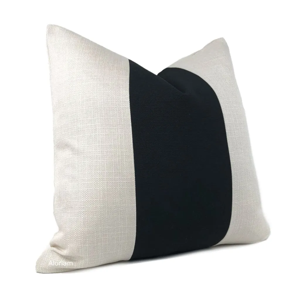 Hudson Black Creamy White Wide Panel Stripe Pillow Cover