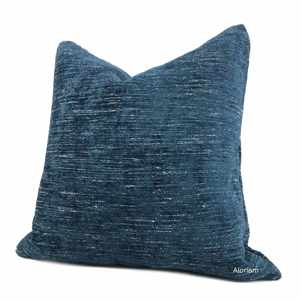 Knox Azure Blue Slub Textured Chenille Pillow Cover