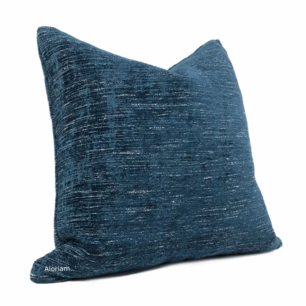 Knox Azure Blue Slub Textured Chenille Pillow Cover