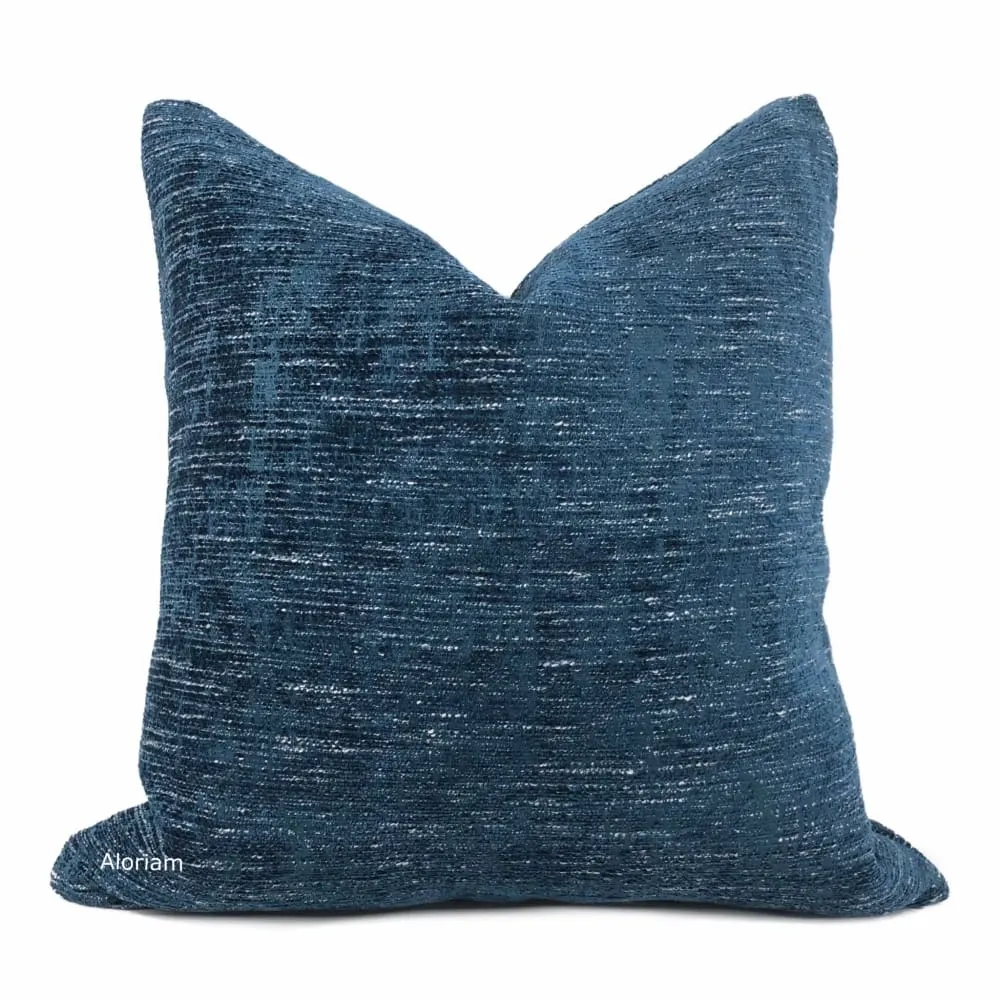 Knox Azure Blue Slub Textured Chenille Pillow Cover