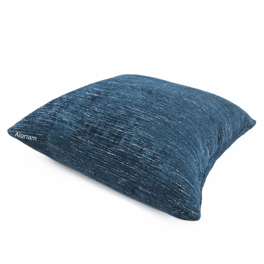 Knox Azure Blue Slub Textured Chenille Pillow Cover