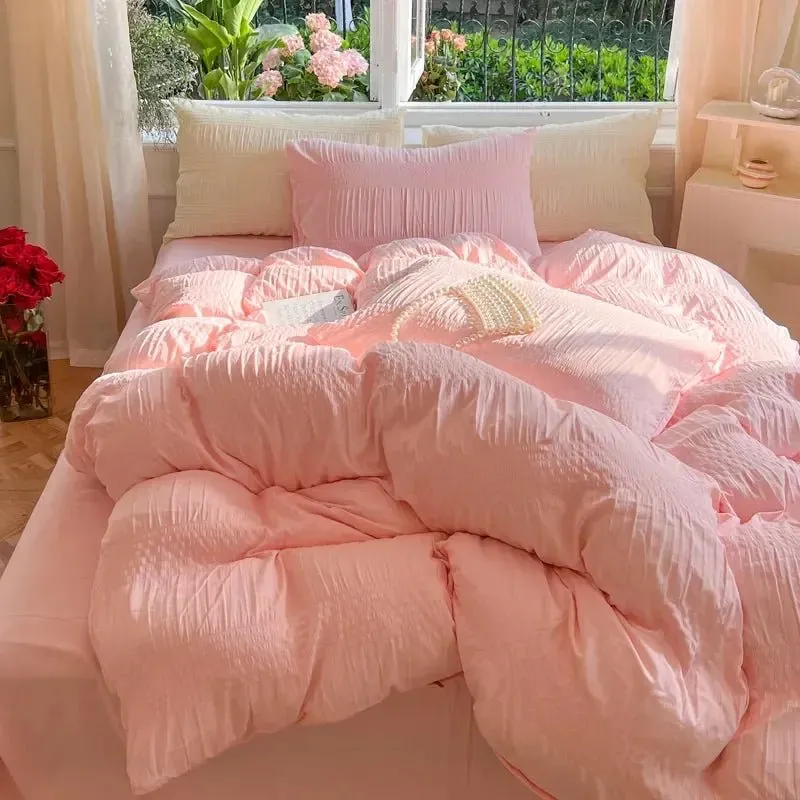 Korean Seersucker Bedding Set