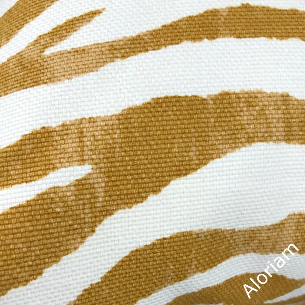 Kravet Limpopo Ochre Gold White Tiger Stripe Pillow Cover