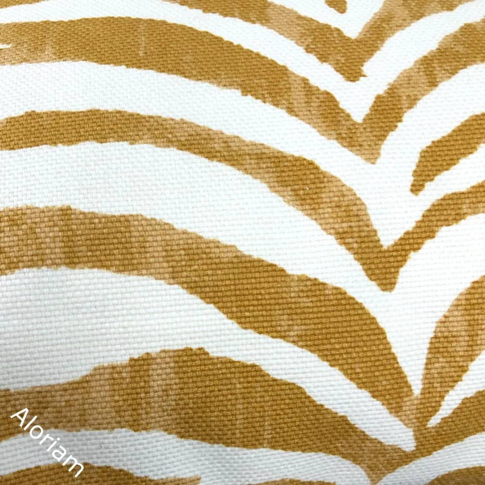 Kravet Limpopo Ochre Gold White Tiger Stripe Pillow Cover