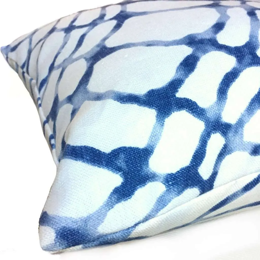 Kravet Waterpolo River Blue White Jeffrey Alan Marks Designer Linen Pillow Cover