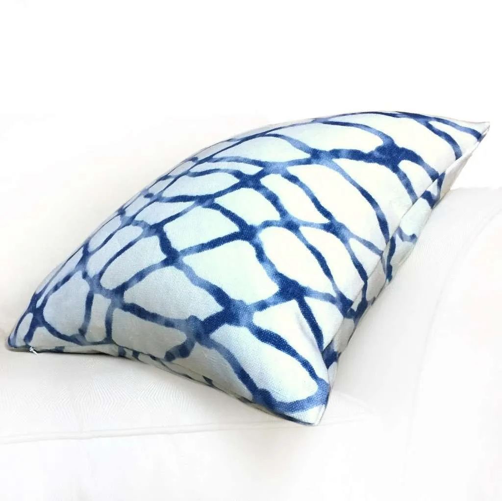 Kravet Waterpolo River Blue White Jeffrey Alan Marks Designer Linen Pillow Cover