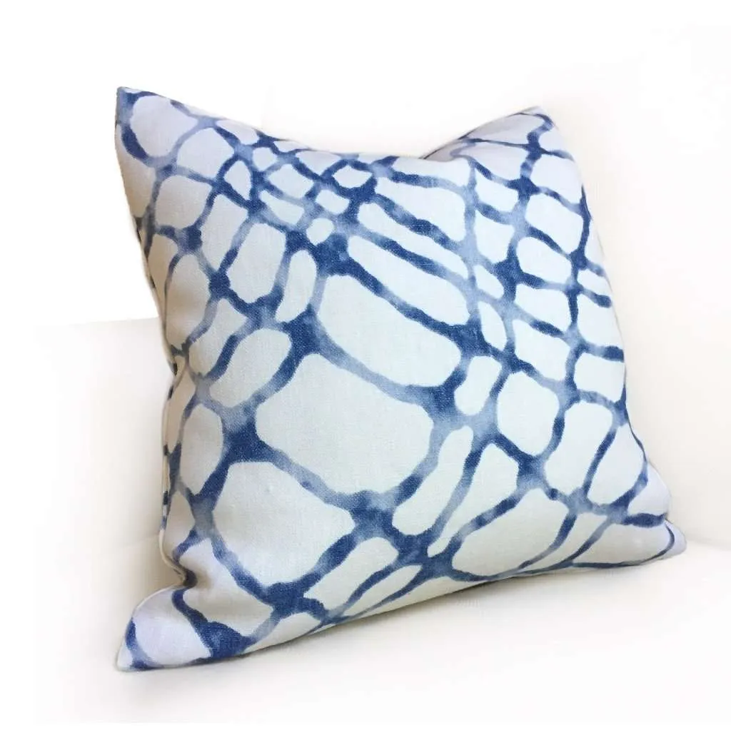 Kravet Waterpolo River Blue White Jeffrey Alan Marks Designer Linen Pillow Cover