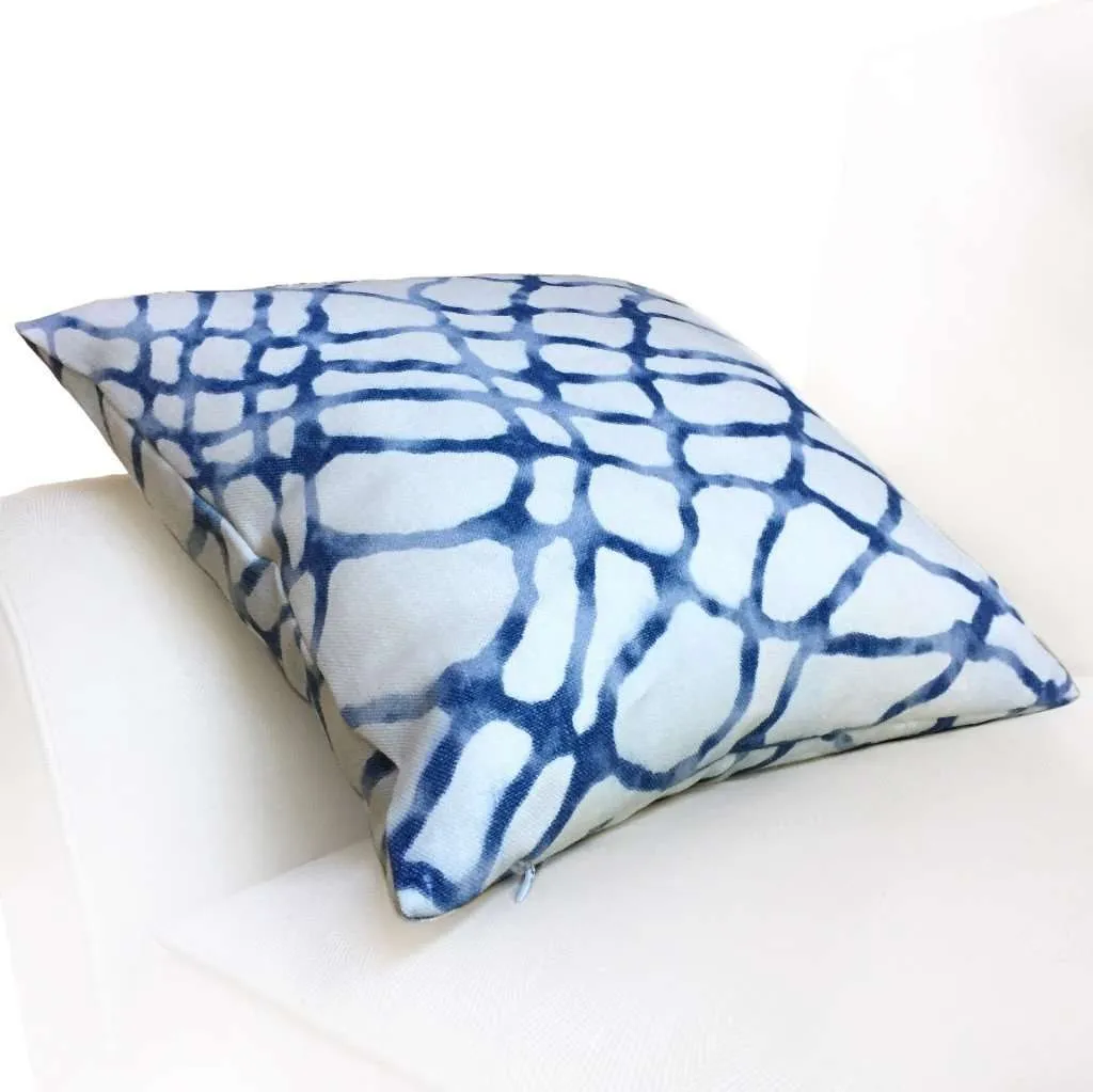 Kravet Waterpolo River Blue White Jeffrey Alan Marks Designer Linen Pillow Cover