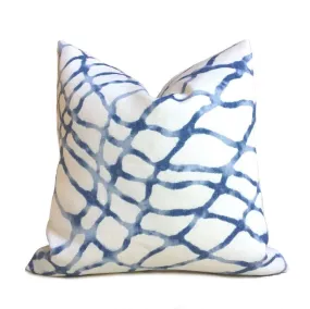 Kravet Waterpolo River Blue White Jeffrey Alan Marks Designer Linen Pillow Cover