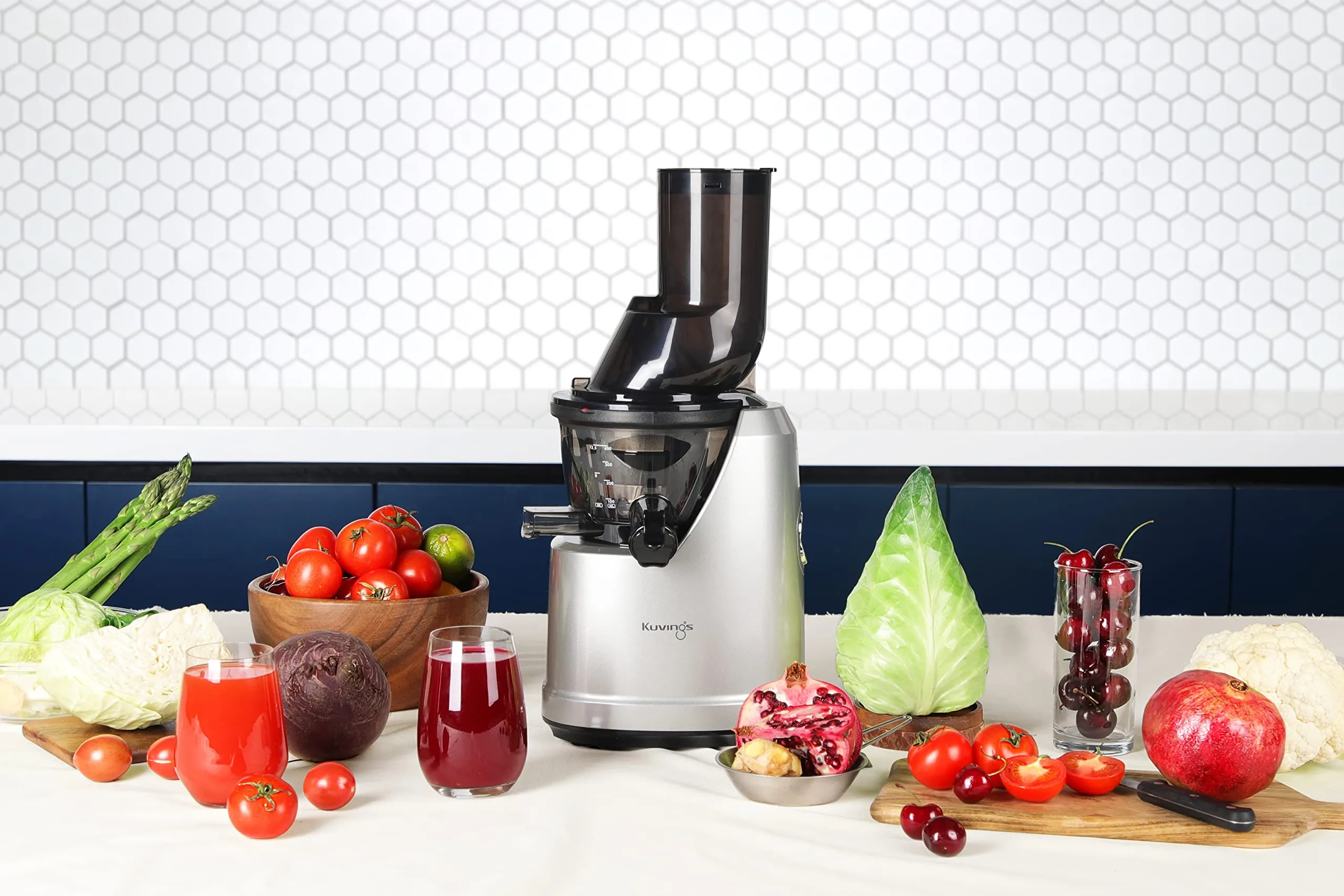 Kuvings B1700 Dark Silver Professional Cold Press Whole Slow Juicer with Smoothie & Sorbet Attachments Included 12 Years Warranty All-in-1 Fruit & Vegetable Juicer