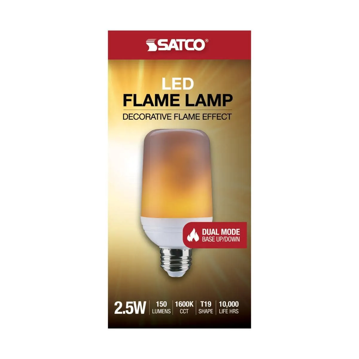 LED Flame Bulb; T19; Medium Base; 120 Volt