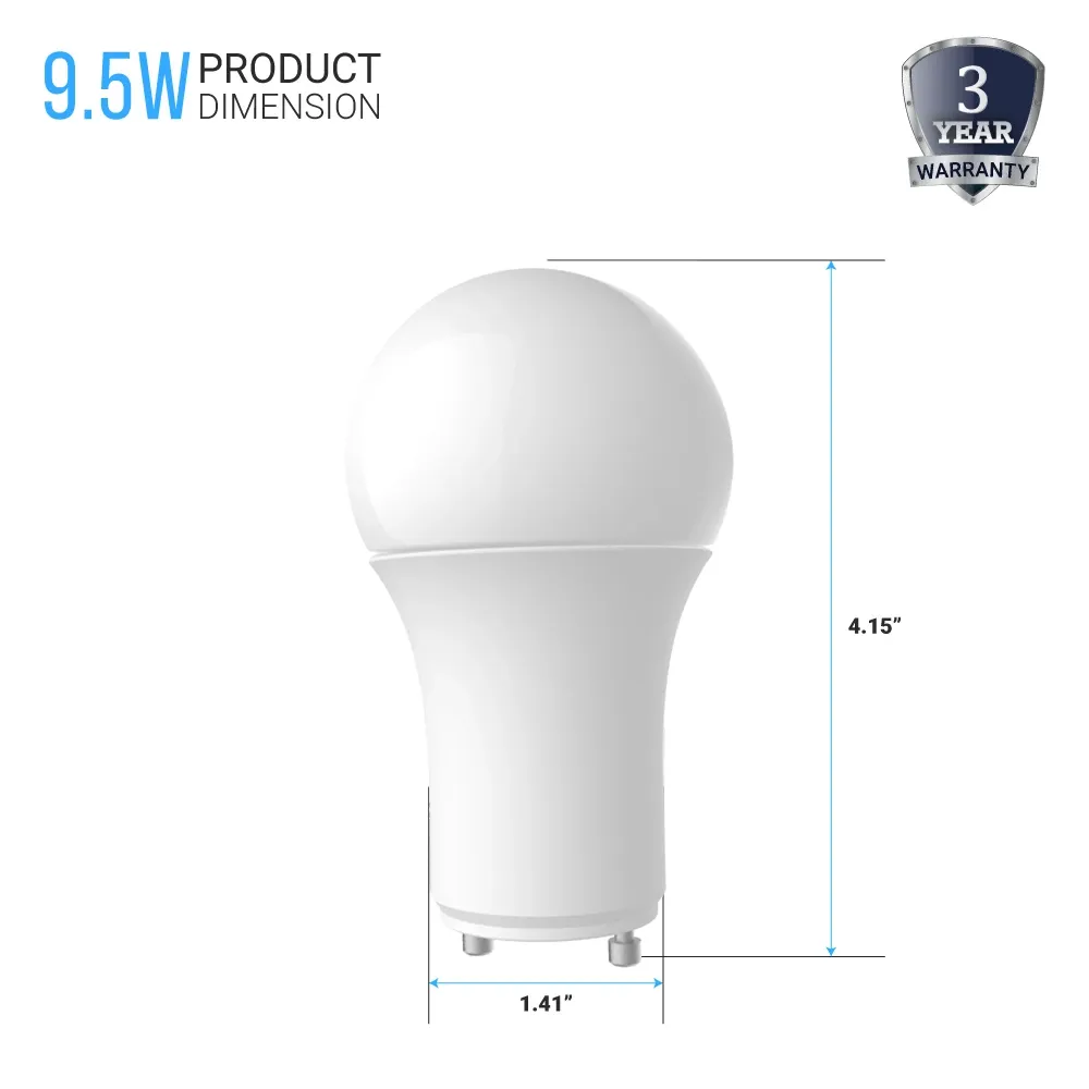 LED Light Bulbs A19 9.5 Watt 5000K 800 Lumens 120V Dimmable, General Purpose Lamp GU24 Base